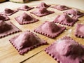 Homemade ravioli with red turnip Royalty Free Stock Photo