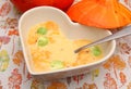 A soup of hokaido pumpkin with Brussels sprouts Royalty Free Stock Photo