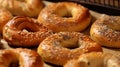 Homemade freshly baked bagels. Generative AI