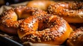 Homemade freshly baked bagels. Generative AI