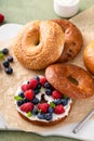 Homemade freshly baked bagels ready to eat