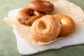 Homemade freshly baked bagels ready to eat