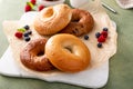 Homemade freshly baked bagels ready to eat