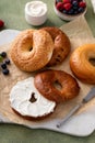 Homemade freshly baked bagels ready to eat