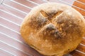 Homemade freshly baked bread. Beautiful brown color and texture. French recipe.