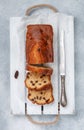 Homemade freshly baked cake loaf with raisins. Traditional treat for tea or coffee. Pound cake Royalty Free Stock Photo