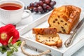 Homemade freshly baked cake loaf with raisins Royalty Free Stock Photo