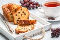 Homemade freshly baked cake loaf with raisins Royalty Free Stock Photo