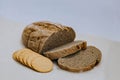 Homemade freshly baked rye and wheat loaf of bread on white background. Concept of health and huger. Organic Food concept Royalty Free Stock Photo