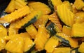 Homemade freshness organic sweet baked sliced Pumpkins topping with sesame and herbs