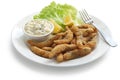 Homemade fried fish fingers with tartar sauce Royalty Free Stock Photo