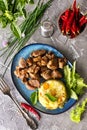 homemade fried meat with boiled rice Royalty Free Stock Photo