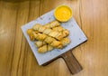 Homemade Fried Mozzarella Sticks with Marinara Sauce. Royalty Free Stock Photo