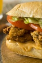 Homemade Fried Oyster Po Boy Sandwich Royalty Free Stock Photo