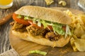 Homemade Fried Oyster Po Boy Sandwich Royalty Free Stock Photo