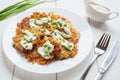 Homemade fried potato pancakes or latke traditiona Royalty Free Stock Photo