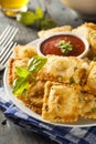 Homemade Fried Ravioli with Marinara Sauce Royalty Free Stock Photo