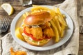 Homemade Fried Shrimp Sandwich Royalty Free Stock Photo