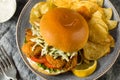 Homemade Fried Soft Shell Crab Sandwich Royalty Free Stock Photo