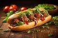 Homemade fried spicy meatball sandwich. Generate Ai