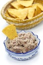 Homemade frijoles with tortilla chips