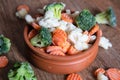 Homemade frozen organic vegetables in a ceramic bowl Royalty Free Stock Photo