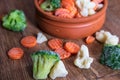 Homemade frozen organic vegetables in a ceramic bowl Royalty Free Stock Photo