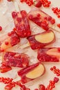 Homemade frozen various red berries natural juice popsicles - paletas - ice pops