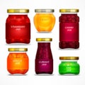 Homemade fruit jam jars with label