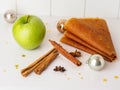 Homemade fruit leather from mashed apples, traditional Russian winter delicacy. Apple candy, rolled in a roll Royalty Free Stock Photo