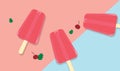 Homemade fruit popsicles with vintage background.