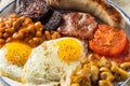 Homemade Full English Breakast with Eggs Sausage