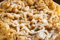 Homemade Funnel Cake with Powdered Sugar Royalty Free Stock Photo