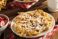 Homemade Funnel Cake with Powdered Sugar Royalty Free Stock Photo