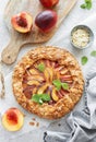Homemade galette with peaches
