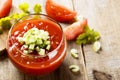 Homemade gazpacho soup with fresh ripe tomatoes and cucumber Royalty Free Stock Photo