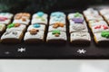 Homemade gingerbread christmas cookies advent calendar on black background Royalty Free Stock Photo