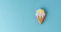 Homemade gingerbread cookie in the shape of ice cream with pastel colors icing. Vintage stylish birthday pastry background. Free