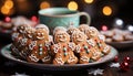 Homemade gingerbread cookies decorate the table, bringing winter cheer generated by AI Royalty Free Stock Photo