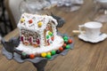 Homemade gingerbread house Christmas spices with ornament Royalty Free Stock Photo