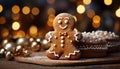 Homemade gingerbread men decorate the winter dessert table with cheer generated by AI Royalty Free Stock Photo