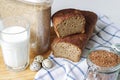 Homemade gluten free bread with linseed seeds and psyllium husk.