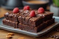 Homemade gluten free brownies with chocolate and coffee glazing