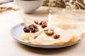 Homemade gluten free rice crepes or pancakes Royalty Free Stock Photo