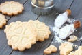 Homemade gluten free shortbread cookies with scoops of gluten free flour