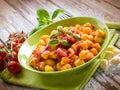 Homemade gnocchi with tomato sauce