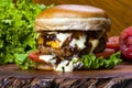 gourmet burger with delicious fresh ingredients Royalty Free Stock Photo