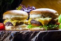 Homemade gourmet burger with  fresh ingredients Royalty Free Stock Photo