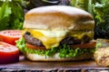 Gourmet burger with delicious fresh ingredients Royalty Free Stock Photo