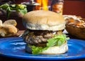 Gourmet burger with delicious fresh ingredients Royalty Free Stock Photo